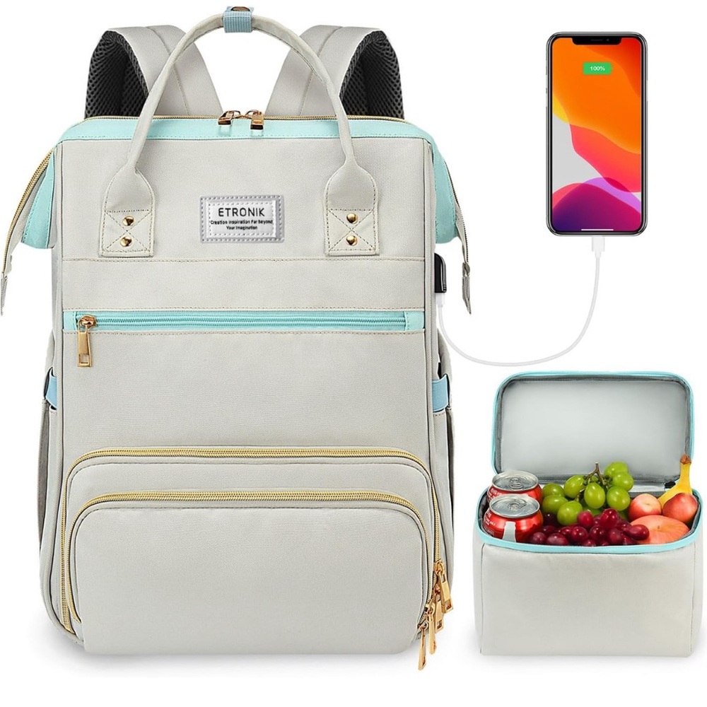 Like new ETRONIK laptop and insulated cooler lunch box & backpack, with USBport